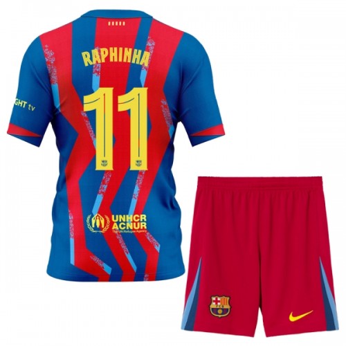 Dětský Fotbalový Dres FC Barcelona Raphinha 11 Čtvrtý Dresy 2025-26 Dětský Fotbalový Dres FC Barcelona Raphinha 11 Čtvrtý Dresy 2025-26