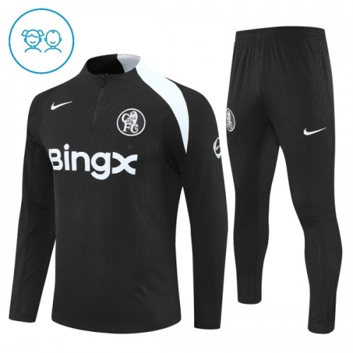 Dětský Chelsea Tréninkový Mikina Čtvrt Zip 2025-26 Černá Dětský Chelsea Tréninkový Mikina Čtvrt Zip 2025-26 Černá