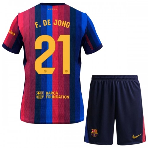 Dětský Fotbalový Dres FC Barcelona F. De Jong 21 Domácí Dresy 2026-27 Dětský Fotbalový Dres FC Barcelona F. De Jong 21 Domácí Dresy 2026-27