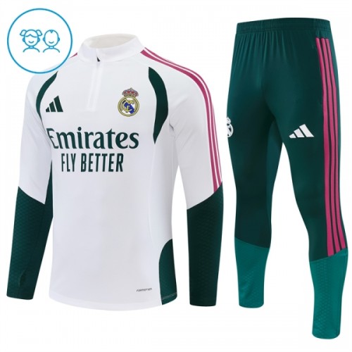 Dětský Real Madrid Tréninkový Mikina Čtvrt Zip 2026-27 Bílá Dětský Real Madrid Tréninkový Mikina Čtvrt Zip 2026-27 Bílá
