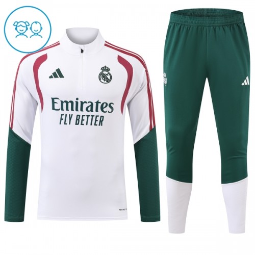Dětský Real Madrid Tréninkový Mikina Čtvrt Zip 2026-27 Bílá Dětský Real Madrid Tréninkový Mikina Čtvrt Zip 2026-27 Bílá