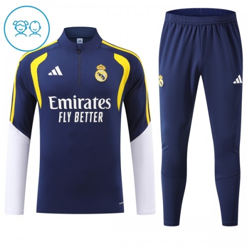 Dětský Real Madrid Tréninkový Mikina Čtvrt Zip 2026-27 Modrá Dětský Real Madrid Tréninkový Mikina Čtvrt Zip 2026-27 Modrá