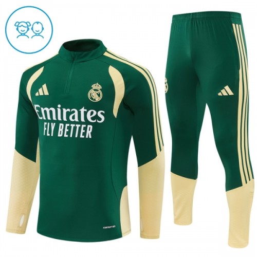 Dětský Real Madrid Tréninkový Mikina Čtvrt Zip 2026-27 Zelená Dětský Real Madrid Tréninkový Mikina Čtvrt Zip 2026-27 Zelená