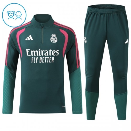 Dětský Real Madrid Tréninkový Mikina Čtvrt Zip 2026-27 Zelená Dětský Real Madrid Tréninkový Mikina Čtvrt Zip 2026-27 Zelená